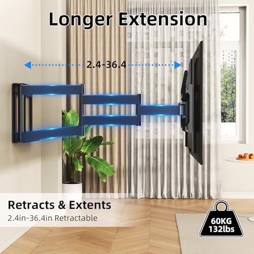 Long Arm TV Wall Mount for 32-76 Inch TVs with 90° Rotation & 180° Swivel - Heavy Duty Extendable Bracket