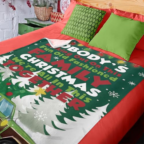Christmas Vacation Flannel Blanket 50x60 Inches with Family & Tree Design - Zzkol