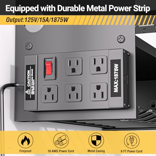 Wall Mount Power Tool Organizer with Charging Station Black - Heavy Duty Drill Rack & Battery Storage