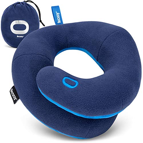 Kids Travel Pillow for Car & Airplane - Navy, Medium Support, Washable