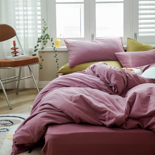 Full Size Purple Duvet Cover Set 3 Pieces Pale Mauve Jersey Knit Cotton