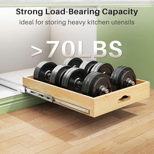 Pull Out Cabinet Organizer, Soft Close Wooden Slide Drawers for Pots