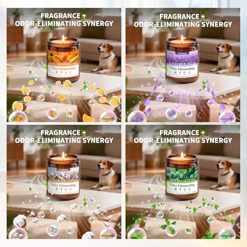 4-Pack Soy Scented Candles Set - Odor Elimination & Home Fragrance - Brown Variation
