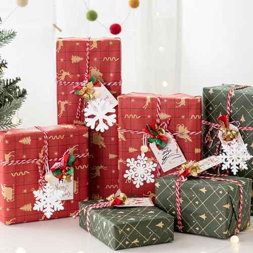 24PCS Wooden Snowflake Ornaments, White Hollowed Snowflake Christmas Tree Hanging Ornaments Rustic Crafts with Rope for Xmas Tree Decor