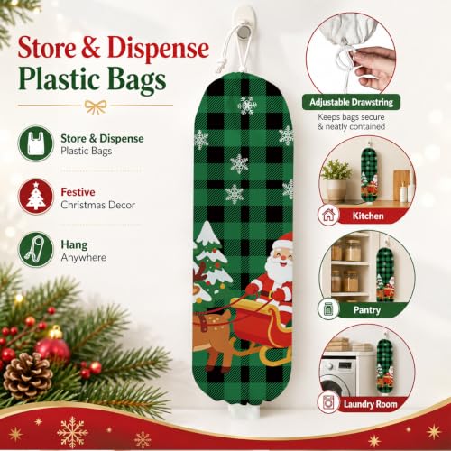 Santa Sleigh Plastic Bag Holder Christmas Decorations Gift for Women