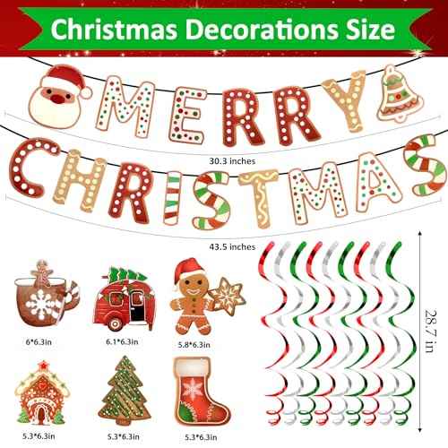Gingerbread Party Decorations Gingerbread Merry Christmas Banner Gingerbread Theme Christmas Decorations Pre-Assembled Ginger Bread Christmas Decor Christmas Holiday Party Supplies Home Office Fireplace Decoration