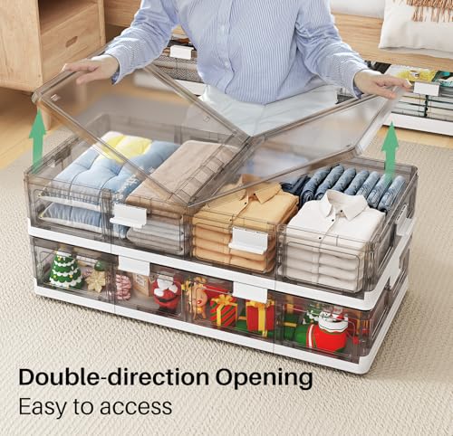 Large Under Bed Storage Containers 2 Pack - Foldable, Wheeled, Dust-Proof Clothes Shoe Organizer