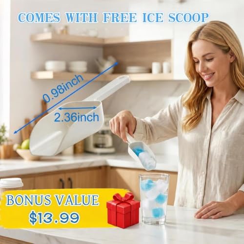 Blue & Transparent Reusable Ice Cubes for Drinks & Parties – 400 Pack with Scoop