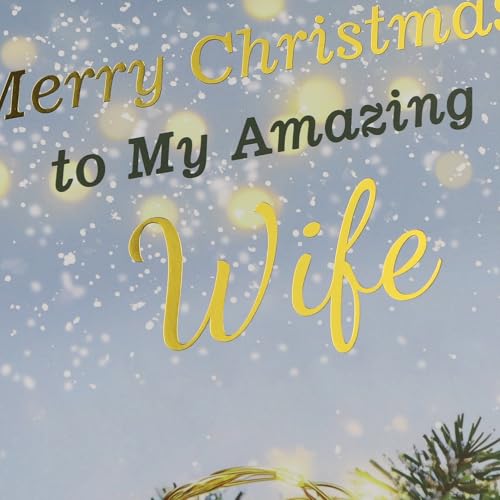 Wife Christmas Card - Gold Foil Double-Layer Holiday Greeting with Envelope & Seal
