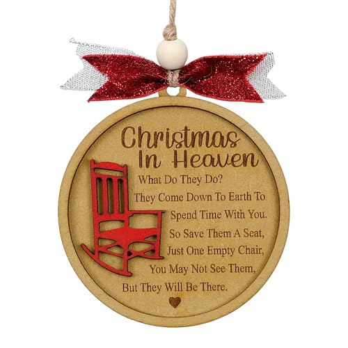 Christmas in Heaven with Chair Ornaments, Memorial Christmas Ornaments, Christmas Memorial Keepsake, for Grandma Grandpa Mom Dad.