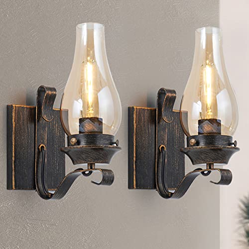 Yisuro Wall Sconces Sets of 2, Oil Rubbed Bronze Hardwired Sconce