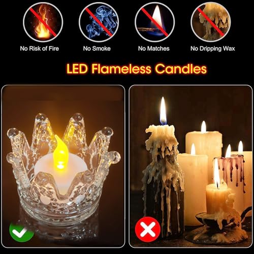Rechargeable LED Tea Lights with Remote Timer (12-Pack, Warm Yellow) – USB-C, Flameless Candles