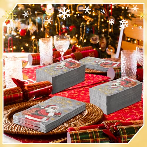 Cholemy Santa Claus Christmas Guest Napkins - 200 Pcs, 2-Ply Paper Towels