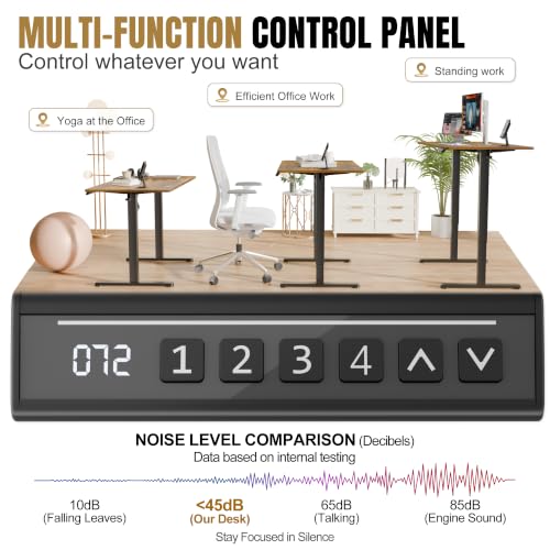 Furmax Rustic Brown 45-Inch Electric Standing Desk with Phone Holder - Home Office