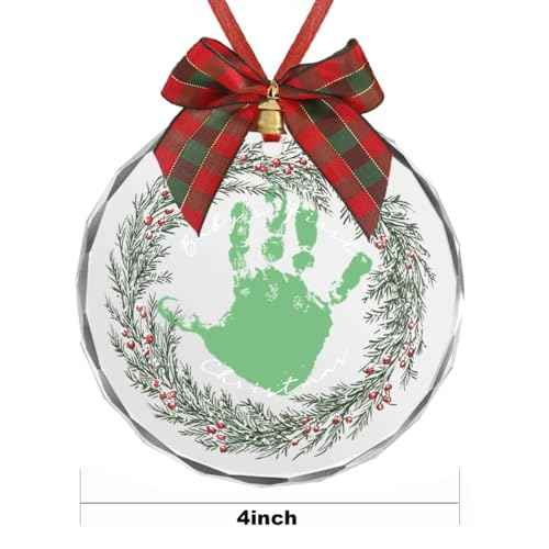 Stylor Baby's First Christmas Ornament 2025 - DIY Crystal Glass Handprint Keepsake, for Newborn Boy or Girl, My 1st Xmas Tree Hanging Decoration (Wreath)