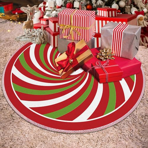 VRW Red and Green Christmas Tree Skirt 36 Inch Holiday Decor for Home & Parties