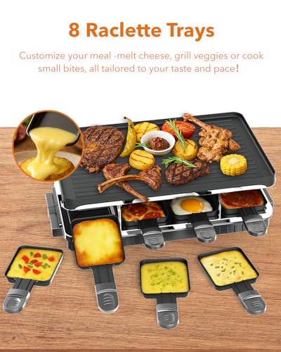 HBN Black 2-in-1 Raclette Table Grill & Electric Griddle 1300W