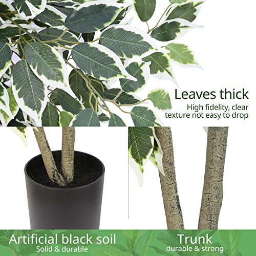 4 FT Artificial Ficus Tree with Pot - Lifelike Indoor/Outdoor Faux Plant