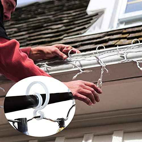 Banister Clips for Garland Christmas Light Clips Banister Stocking Hangers Garland Hooks for Railing Fence Deck Lights Christmas Decorations, Translucent White (16 Pack)