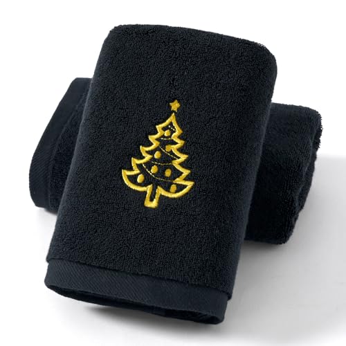 Sense Gnosis Black Hand Towel Set of 2 - 100% Cotton 13 x 29