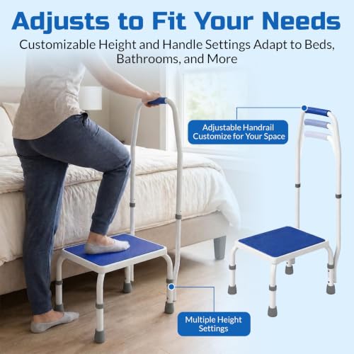 Adjustable Step Stool with Handle for Seniors 300 lb Capacity - Platinum Health