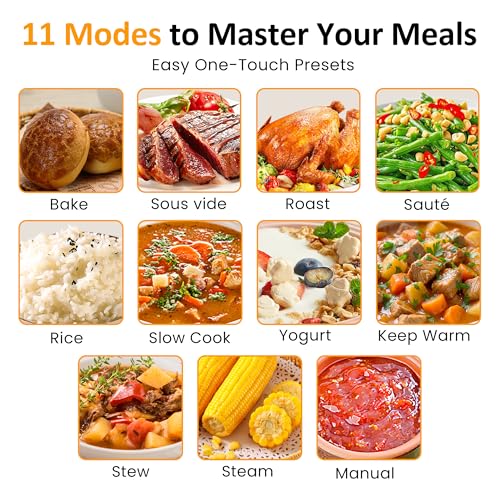 Sunvivi 12-in-1 Programmable Slow Cooker 6.5QT Stainless Steel with Timer & Keep Warm