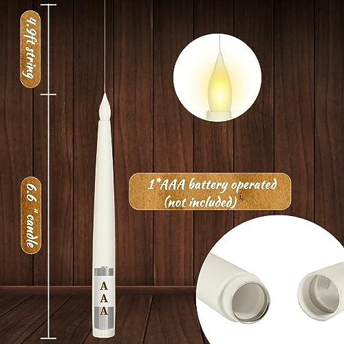 Floating Flameless LED Candles with Wand Remote - Hanging Window Decor Set of 20