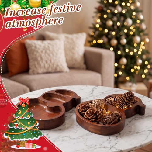 Jingmore 8 Pcs Snowman Christmas Wooden Serving Trays Rustic Holiday Decor