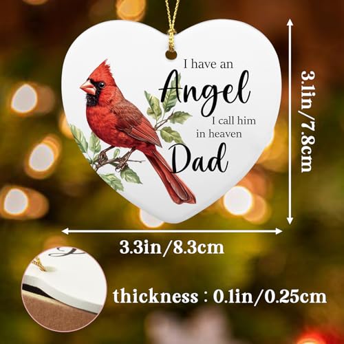 Fmeklaht CO072 Sympathy Memorial Ornament for Loss of Dad Heart-Shaped Christmas Decor
