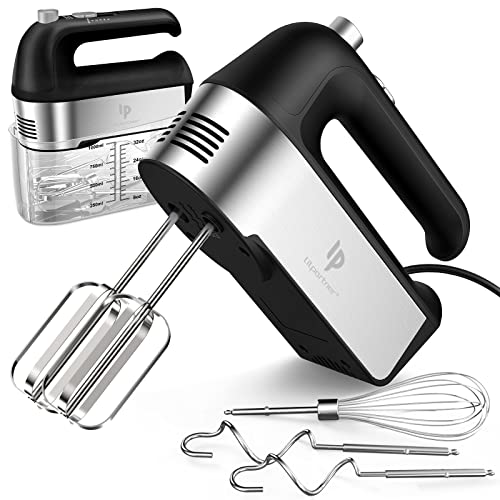 Electric Hand Mixer 450W with Scale Cup Storage Case Black - 5 Speeds & Accessories