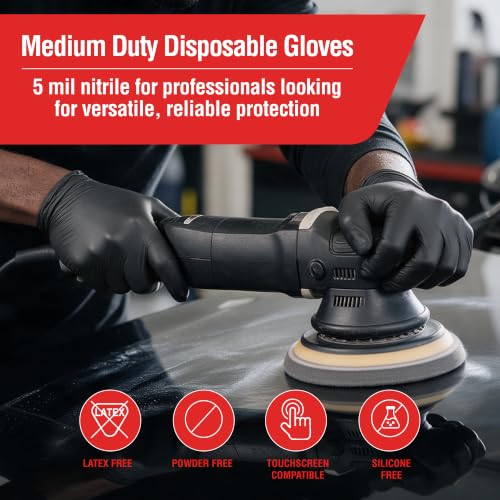 GLOVEWORKS Black Nitrile Gloves 5 Mil Disposable Large – 2 Boxes of 100
