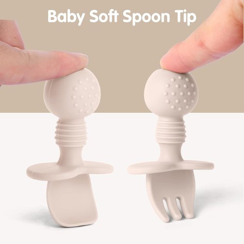 Eascrozn Baby Spoons & Forks Set - 6 Pack Silicone Utensils for Self-Feeding | BPA-Free, Dishwasher Safe