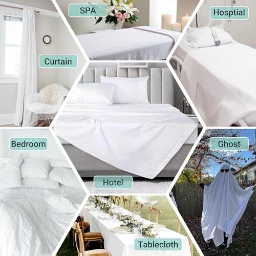ZPECC White Twin Flat Sheets 12 Pack with Color-Coded Hem Threads