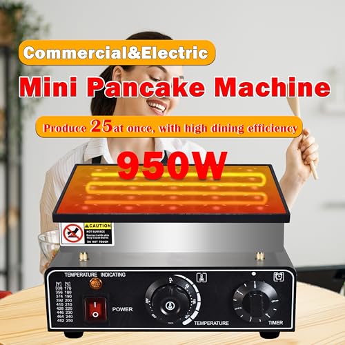 AEYDJXMER 110V Commercial Mini Pancake Maker 25pcs Non-Stick Dutch Poffertjes Grill
