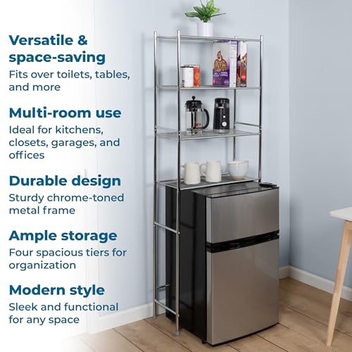 Honey-Can-Do Over-The-Toilet Bathroom Storage Shelf 4-Tier Steel Organizer