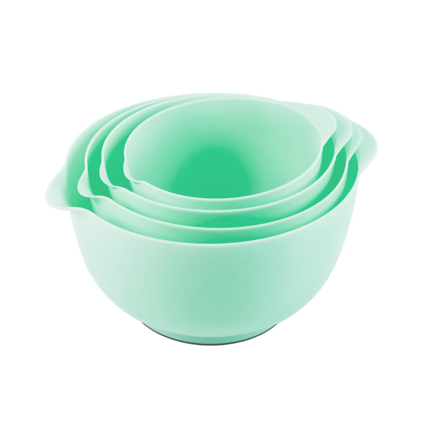 BoxedHome Nesting Plastic Mixing Bowl Set, 4 Piece Mixing Bowl Set with Pour Spouts, Size 1.7, 2.5, 3.5 and 4.5qt, for Prepping, Mixing, Baking, Cooking(2023 New Version, Green)