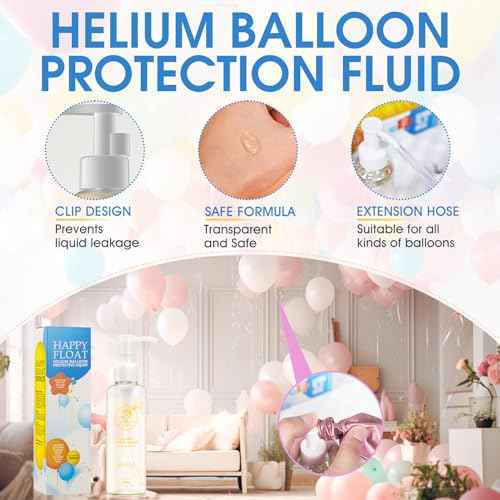 JAOJAO High Float for Balloons with Pump Balloon Treatment High Float for Helium Balloons Makes Helium Latex Balloon Longer For Christmas Party Decoration Supplies Indoor & Outdoor Use, 100ml