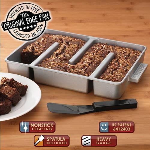 9x12 Inch Original Nonstick Brownie Pan - Baker's Edge Edge Brownie Baking Dish for Perfect Crispy Edges