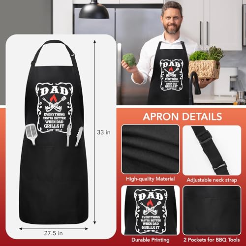 LEJIAJINW Dad BBQ Plate — Best Dad Ever Gift Set, Includes Apron & Card (Dad Gifts)