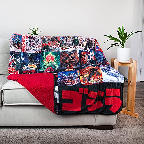 Godzilla Movie Poster Plush Throw Blanket - Oversized Cozy Fleece Cover 76x54 Inches