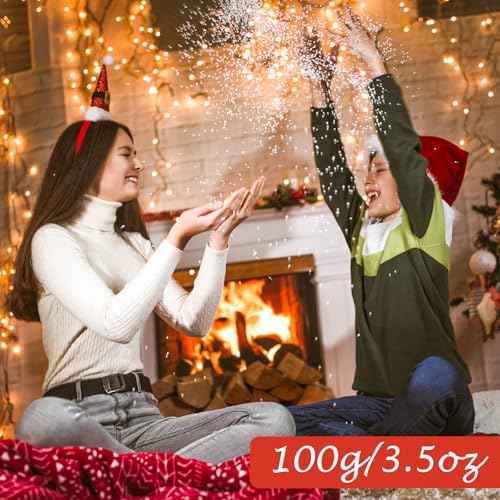 GlyinnHe 100g/3.6oz Artificial Snow,Christmas Fake Snow Powder Glitter Dry Snowflake for Christmas Village Craft Winter Decoration Party Supply