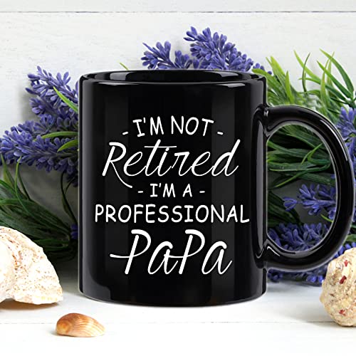 WENSSY Black Retirement Mug for Papa - I'm Not Retired I'm a Professional Dad 11 Oz
