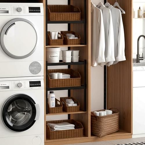 Brownlily Faux Wicker Pantry Storage Baskets - Brown, 3-Piece Set
