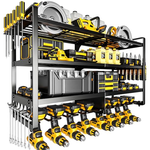 POKIPO Black Heavy Duty Power Tool Organizer Wall Mount, 4 Layers, Holds 400lbs