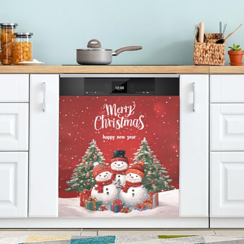 Three Snowmen Magnet Cover for Dishwasher 23x26in Multicolored SHJI