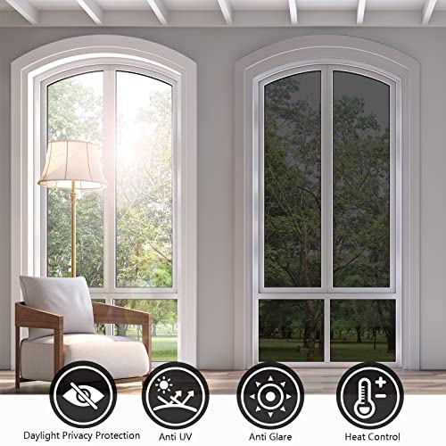 Black-Silver Window Privacy Film 35.4In X 16.4Ft Static Cling Tint Daytime Privacy
