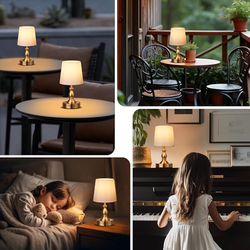 Mini Cordless LED Table Lamp with 5200mAh Battery, Dimmable Desk Light - Antique Brass