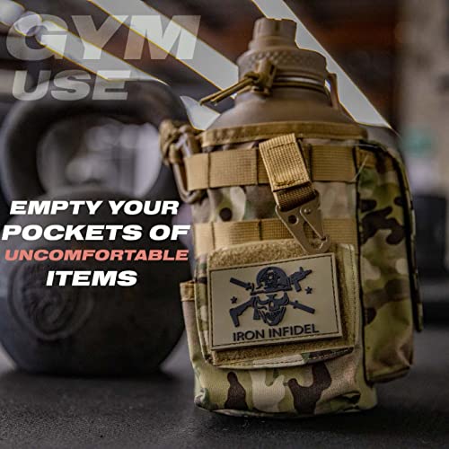 Insulated Water Bottle 64oz - Rugged Camo Battle Bottle with Removable Sleeve & Paracord Handle