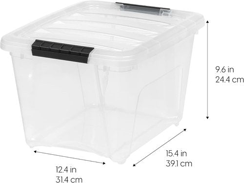 IRIS USA 19 QT Plastic Storage Box - BPA-Free, Durable, Nestable Containers with Lids - Clear | 6 Pack