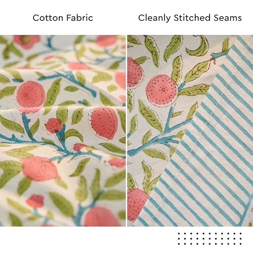 Encasa XO Pink 108" x 60" Block Print Tablecloth for 9 ft Rectangular Tables